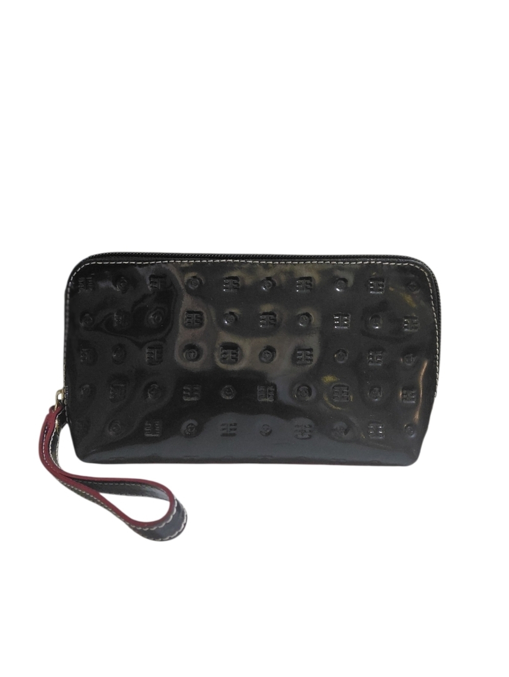 Arcadia Black Embossed Wristlet Pouch